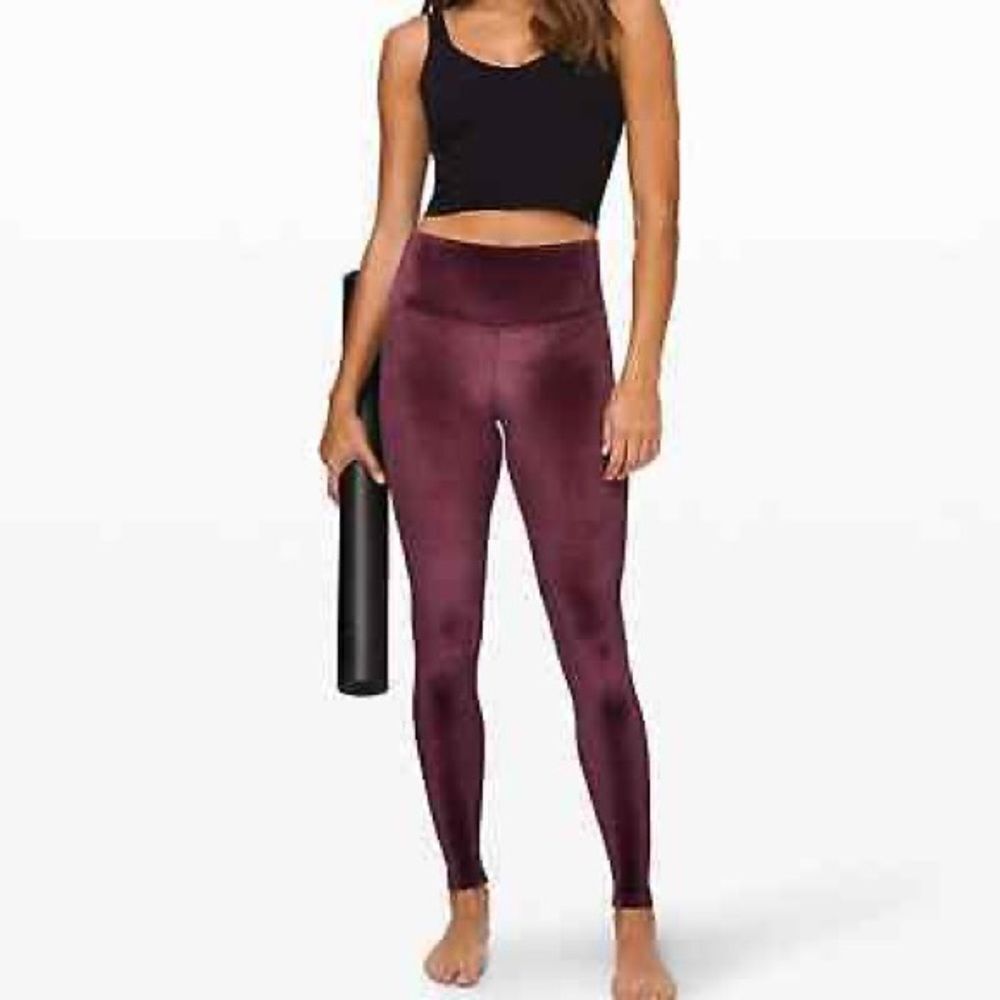 LULULEMON NWOT WUNDER LOUNGE VELVET HIGH RISE LEGGINGS SIZE 2